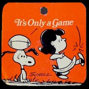 "It's Only a Game" Peanuts keychain book cover