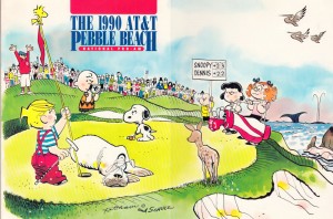 Peanuts crew meets Dennis the Menace and friends on cover to 1990 Pro-Am souvenir mag