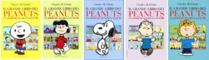 Covers to the five volumes of Sunday Grande Libro Peanuts collection