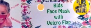 Packaging for "Kids Face Mask with Velcro Flap"