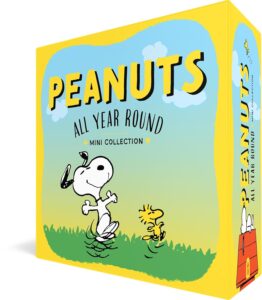 Angle shot of the box set, with Snoopy and Woodstock dancing on grass on the cover.